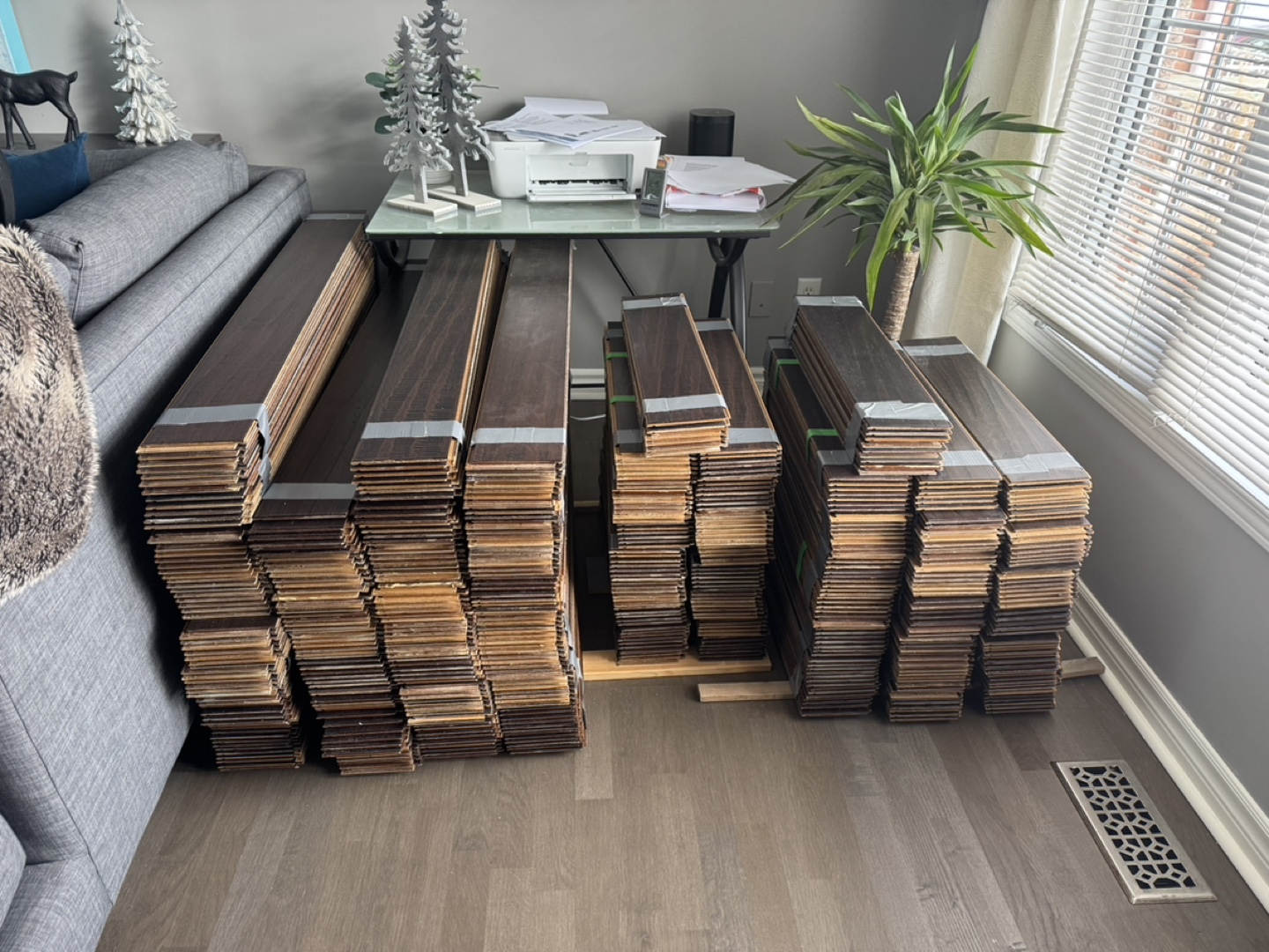 Used-MorningStarXD Engineered Bamboo Flooring - Dark Brown