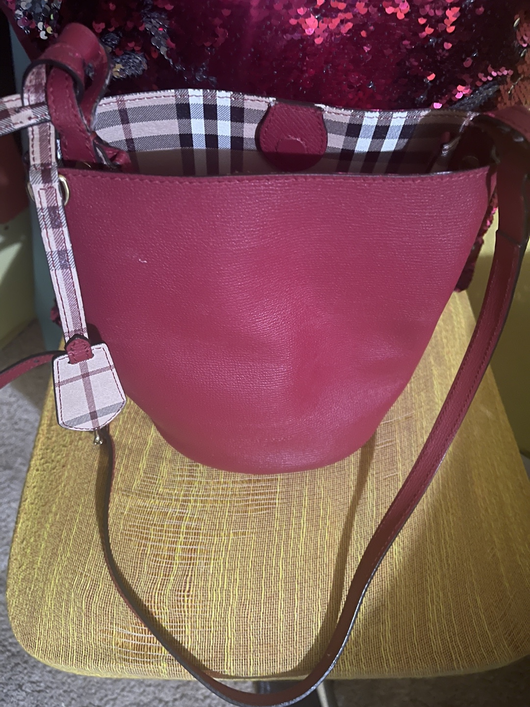 Burgundy Leather Bucket Bag - photo 2