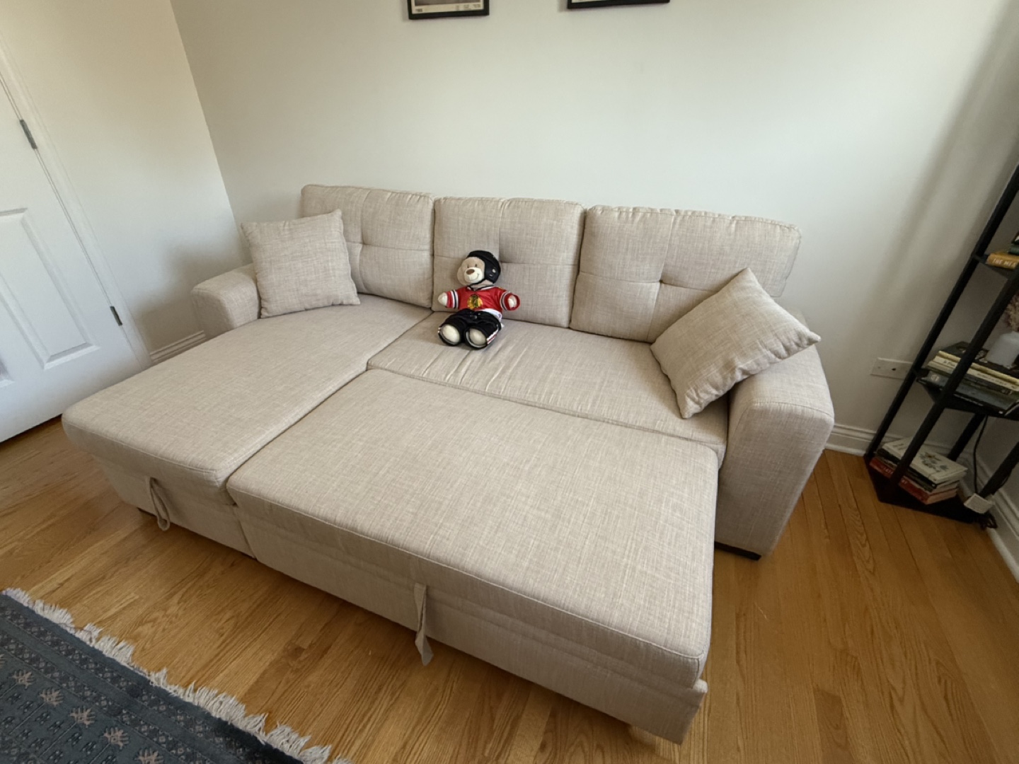 2 Pcs Beige Sleeper Sofa Queen Size