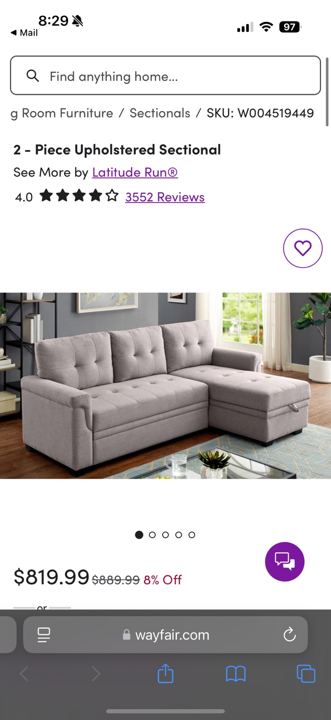 2 Pcs Beige Sleeper Sofa Queen Size - photo 2