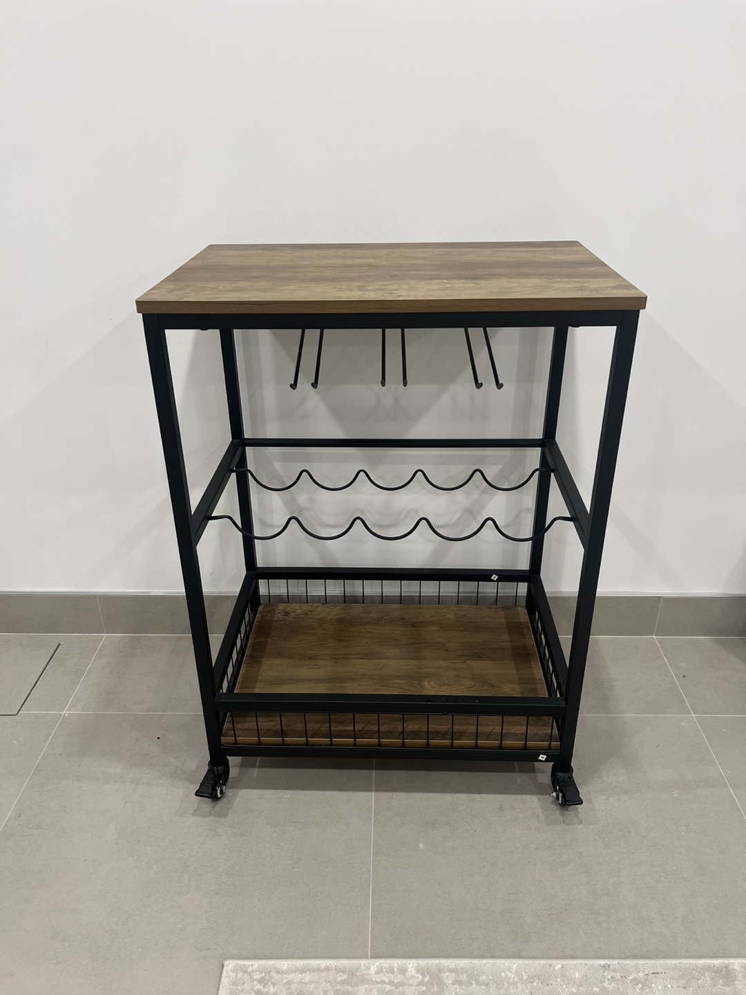 Rolling Wine Bar Cart with Storage