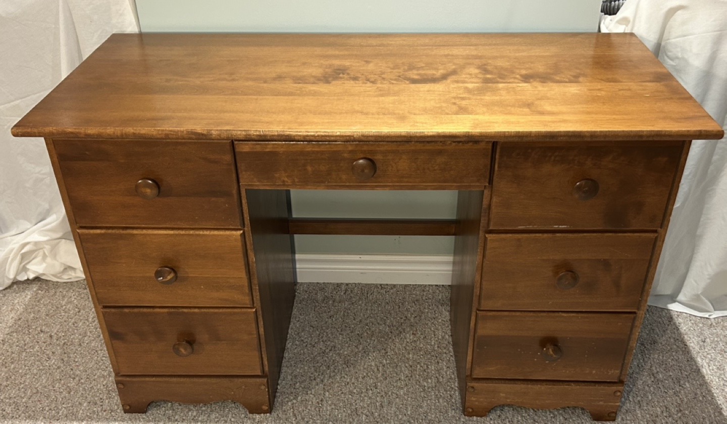 Solid Wood Desk with Six Drawers