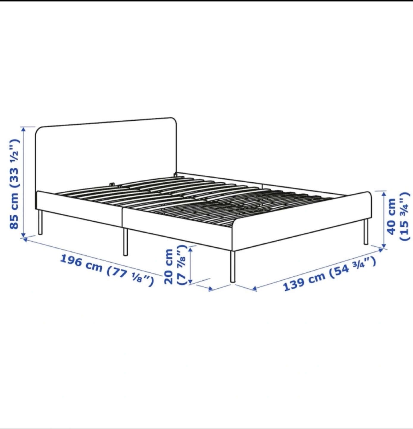 Queen-size Grey Fabric Bed Frame with Slats - photo 3