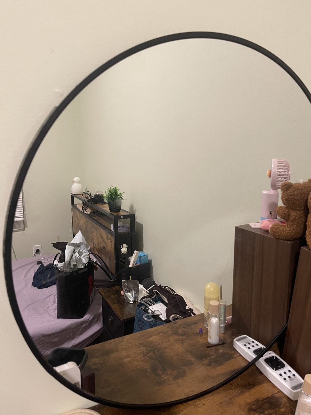 Large Round Wall Mirror with Black Frame - photo 2
