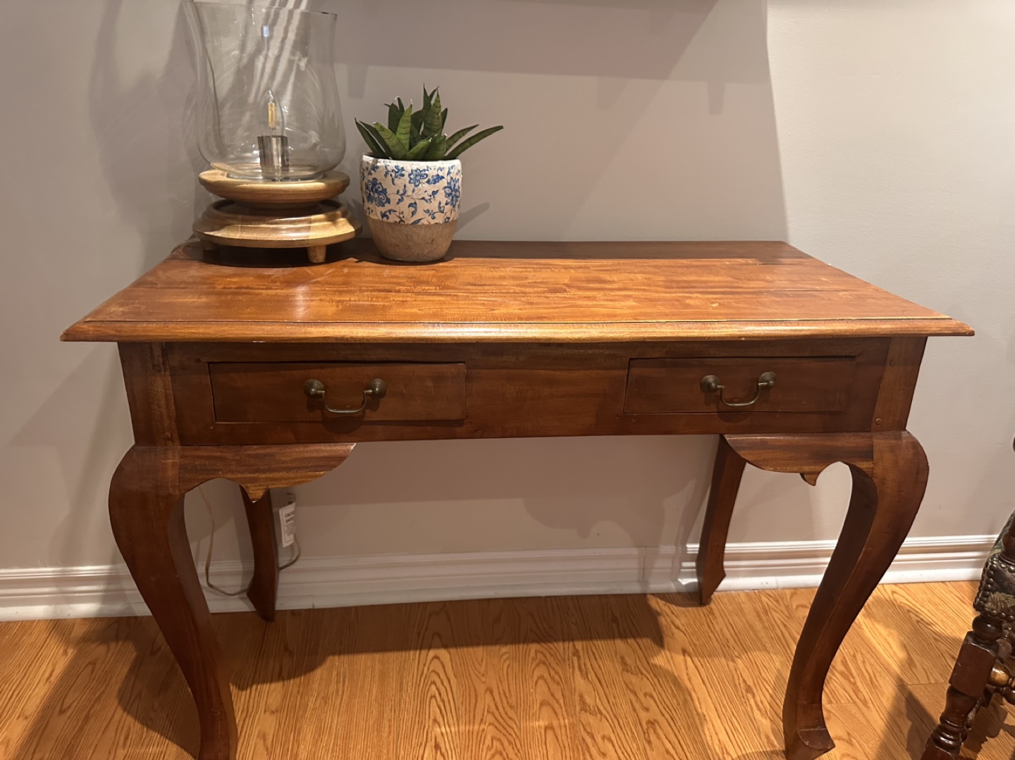 Vintage Wooden Console Table with Two Drawers - photo 2
