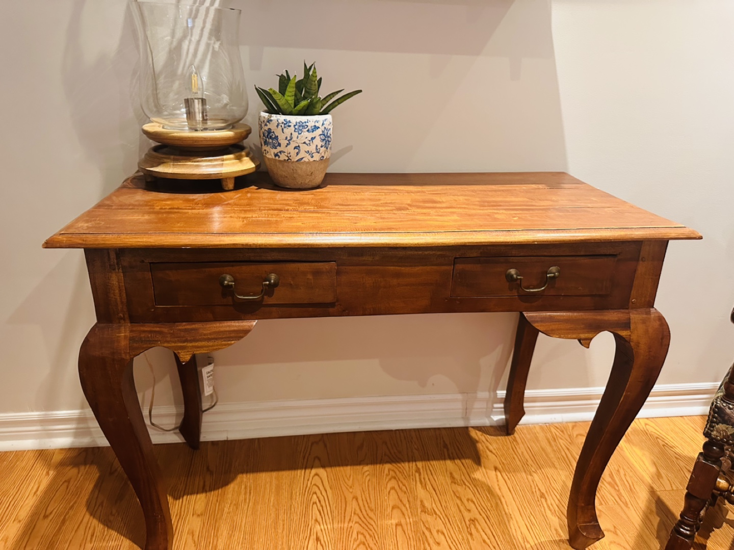 Vintage Wooden Console Table with Two Drawers