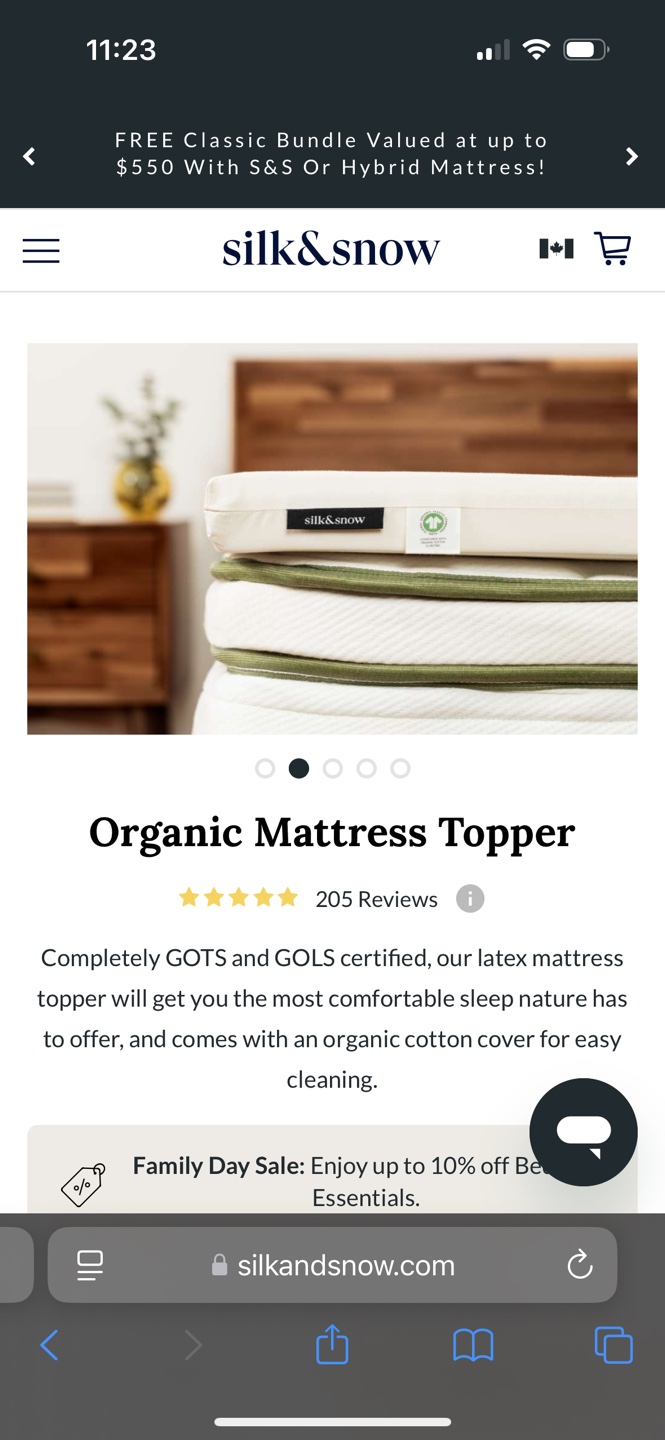Silk & Snow Organic Mattress Topper Firm (Queen)