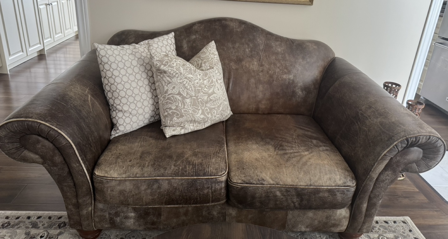 Brown Leather Loveseat