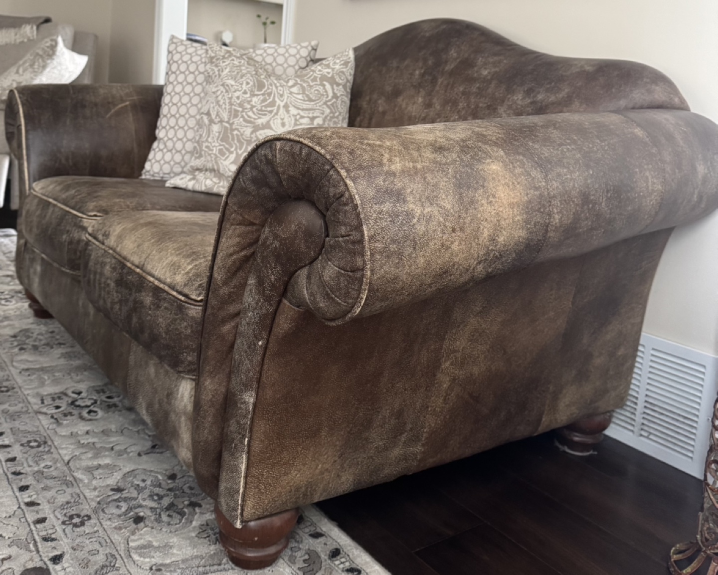 Brown Leather Loveseat - photo 2