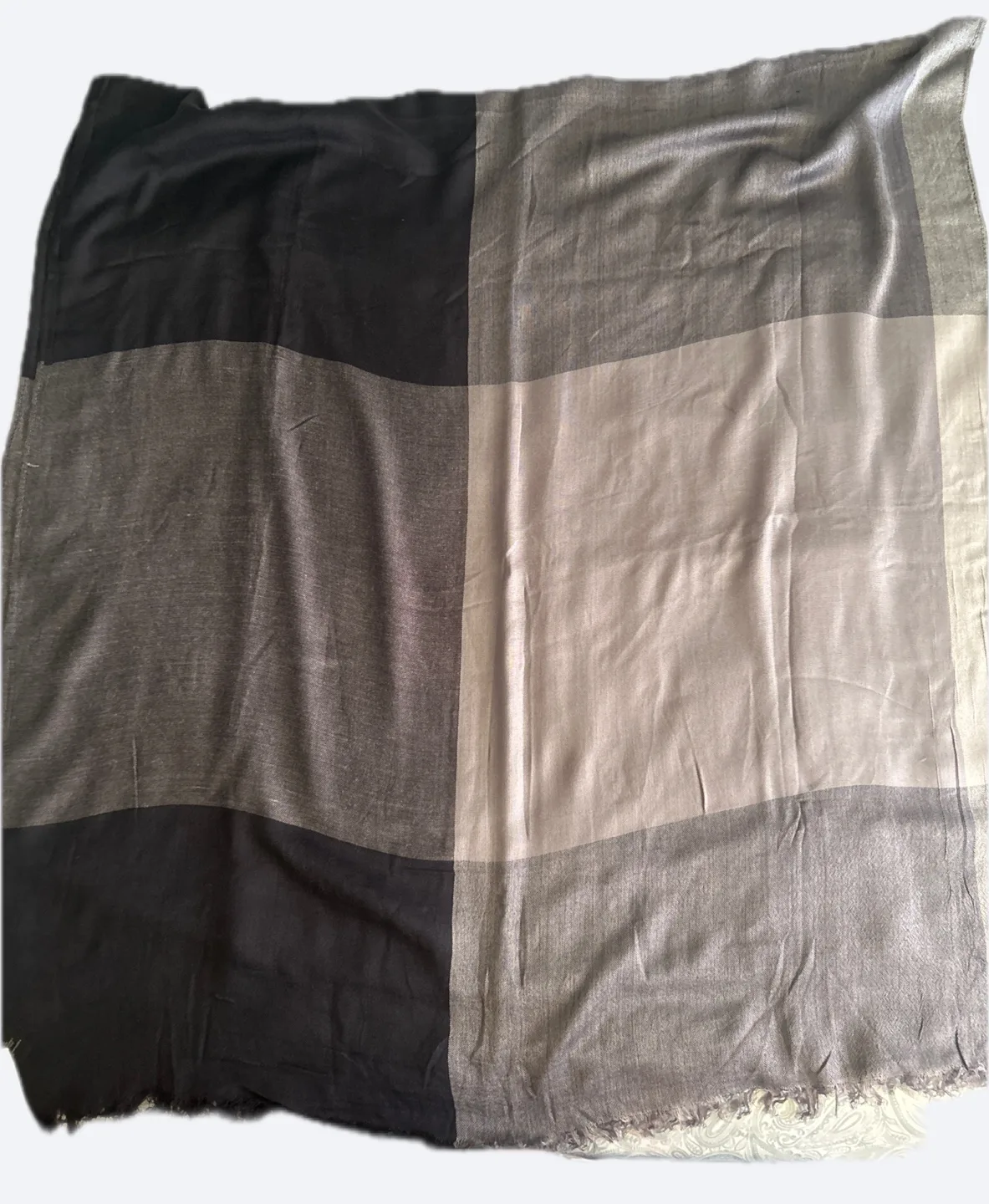 H&M Black and Grey Checkered Pattern Scarf image indicator(2)