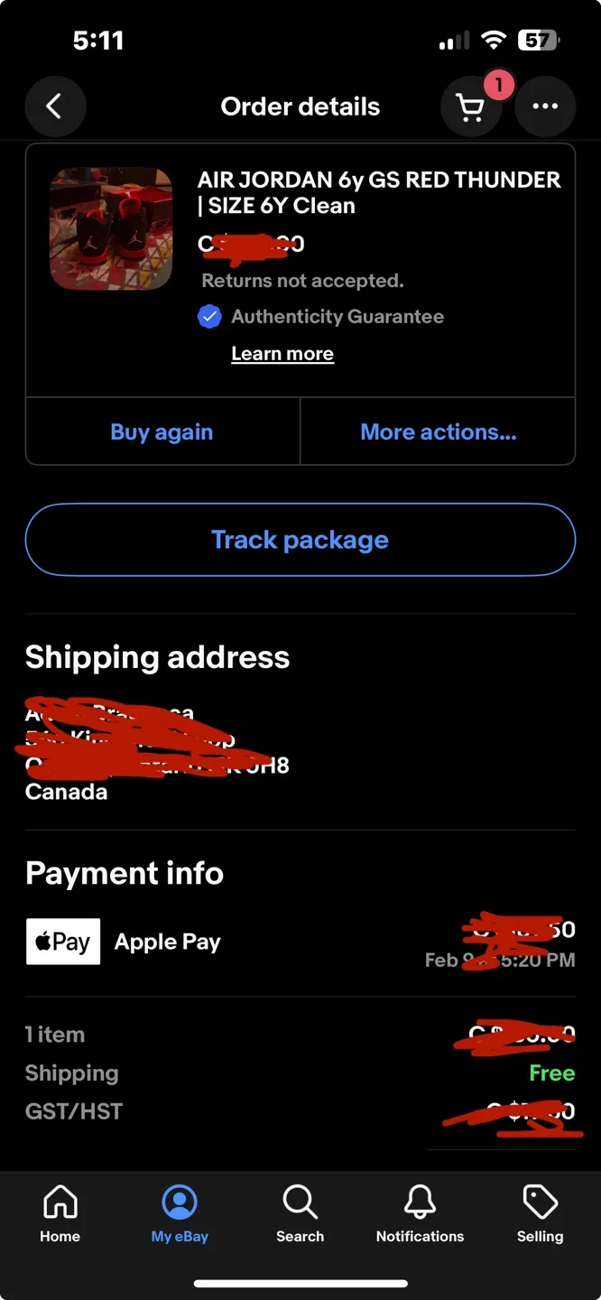 Jordan 4 Red Thunder Size 6y image indicator(7)