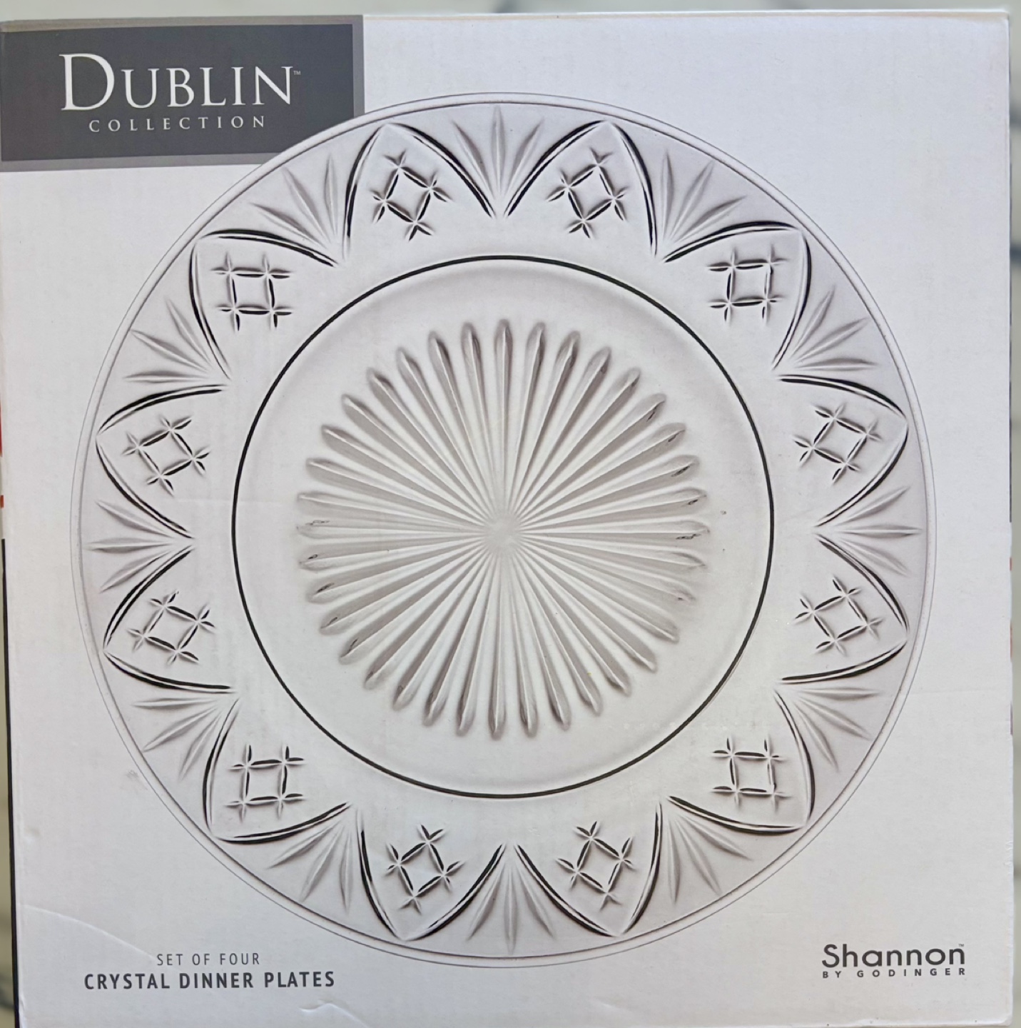 Shannon by Godinger Dublin Collection Crystal Dinner Plates