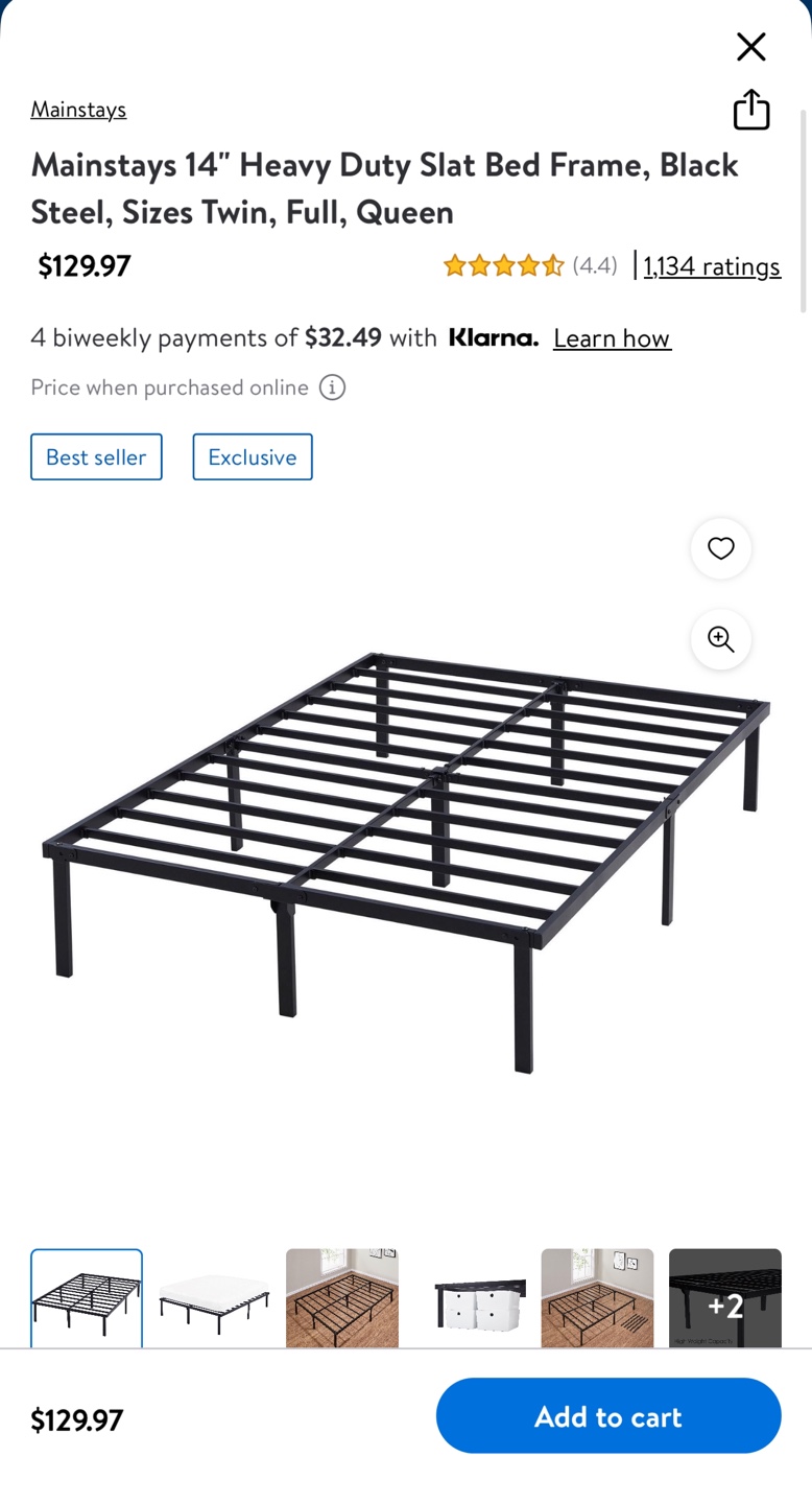 Mainstays Queen Metal Slat Bed Frame - photo 3