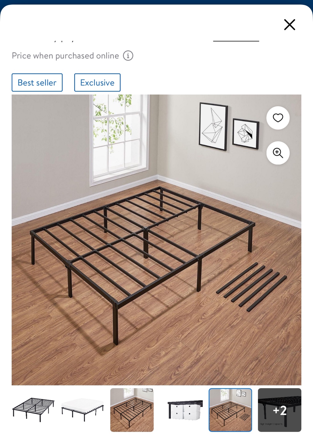 Mainstays Queen Metal Slat Bed Frame - photo 2