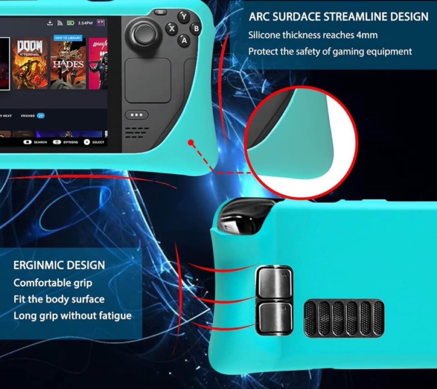 NEW Protective Silicone Case for Steam Deck - Teal - photo 2