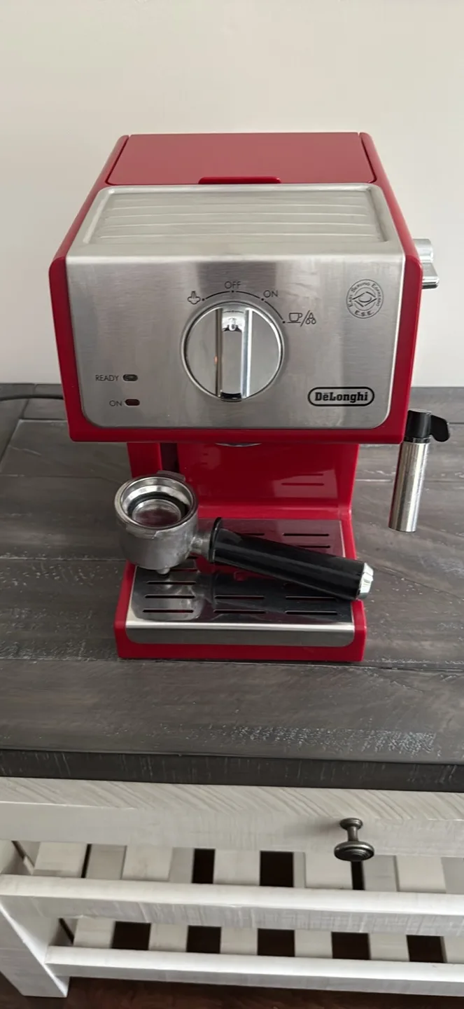 DeLonghi Red Espresso Machine
