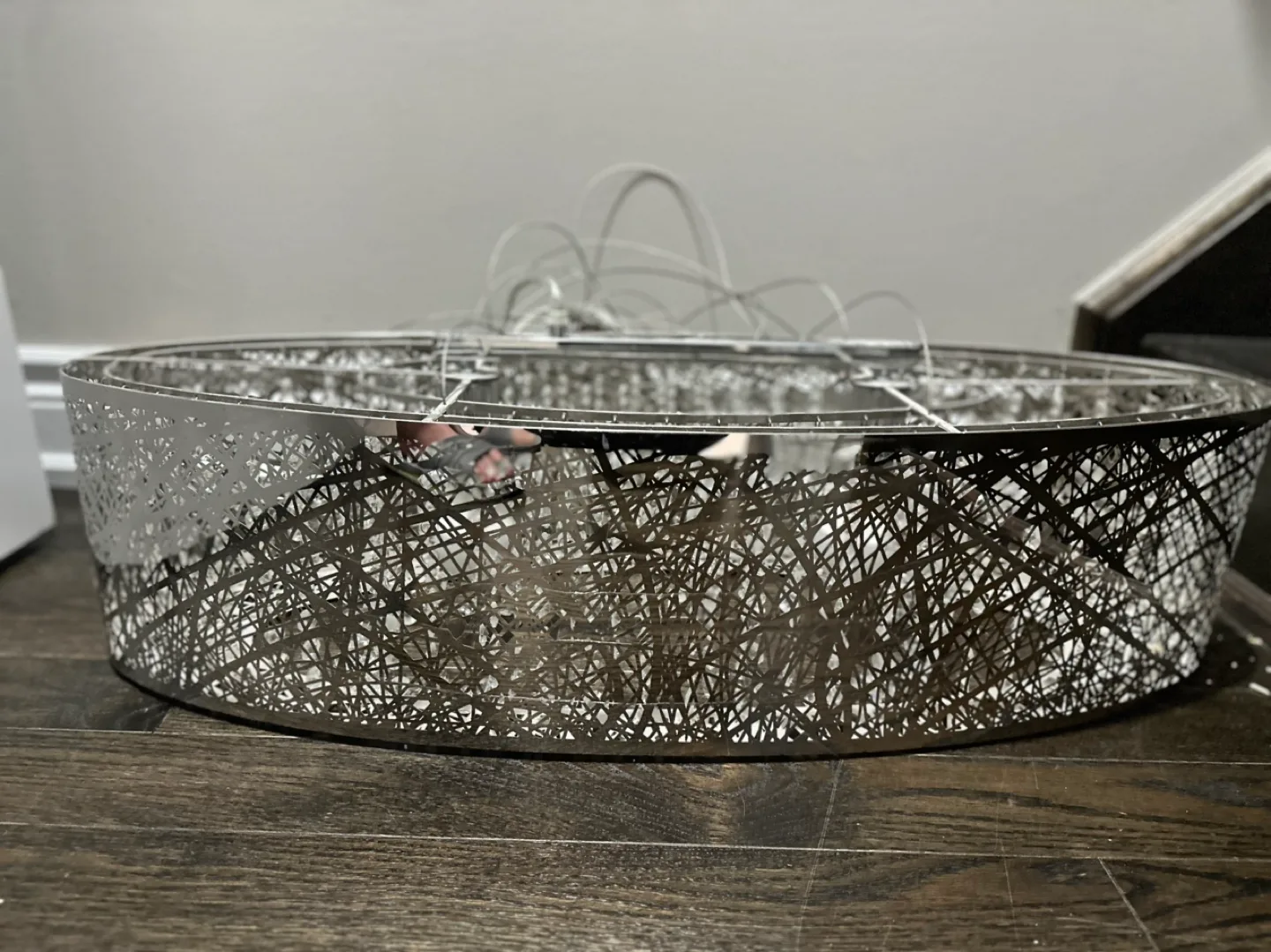 Modern Oval Chandelier -  Chrome Finish with Crystal Accents image indicator(3)