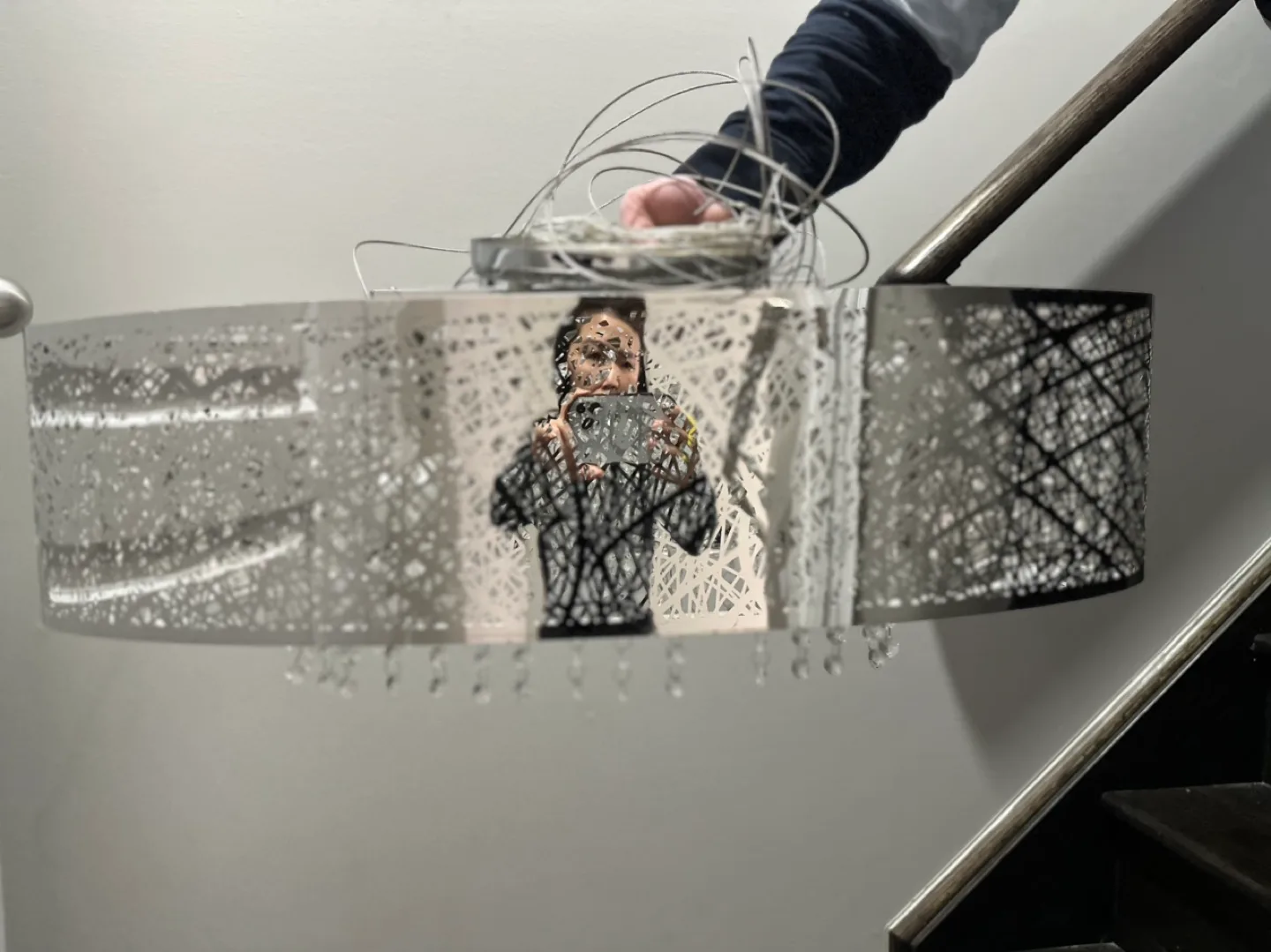 Modern Oval Chandelier -  Chrome Finish with Crystal Accents image indicator(2)