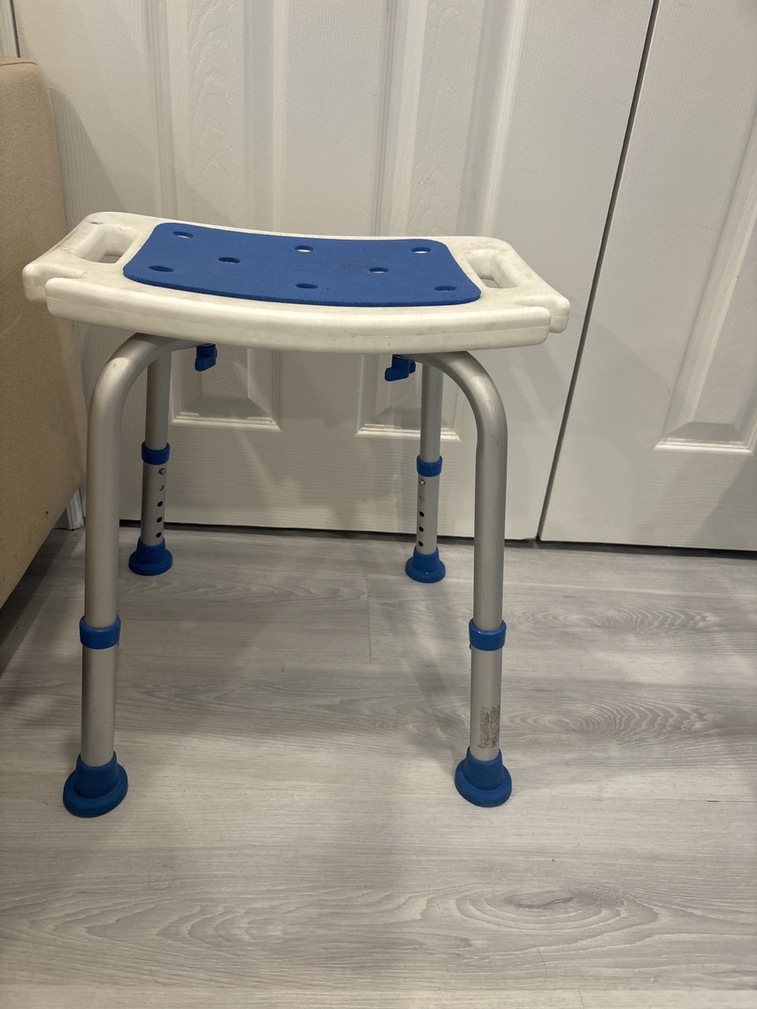 Used Shower Chair with Blue Padded Seat