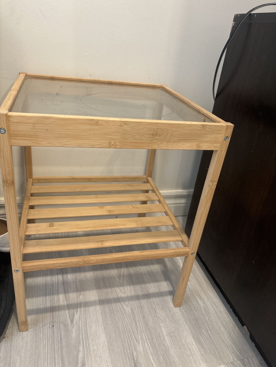 Bamboo Side Table with Glass Top