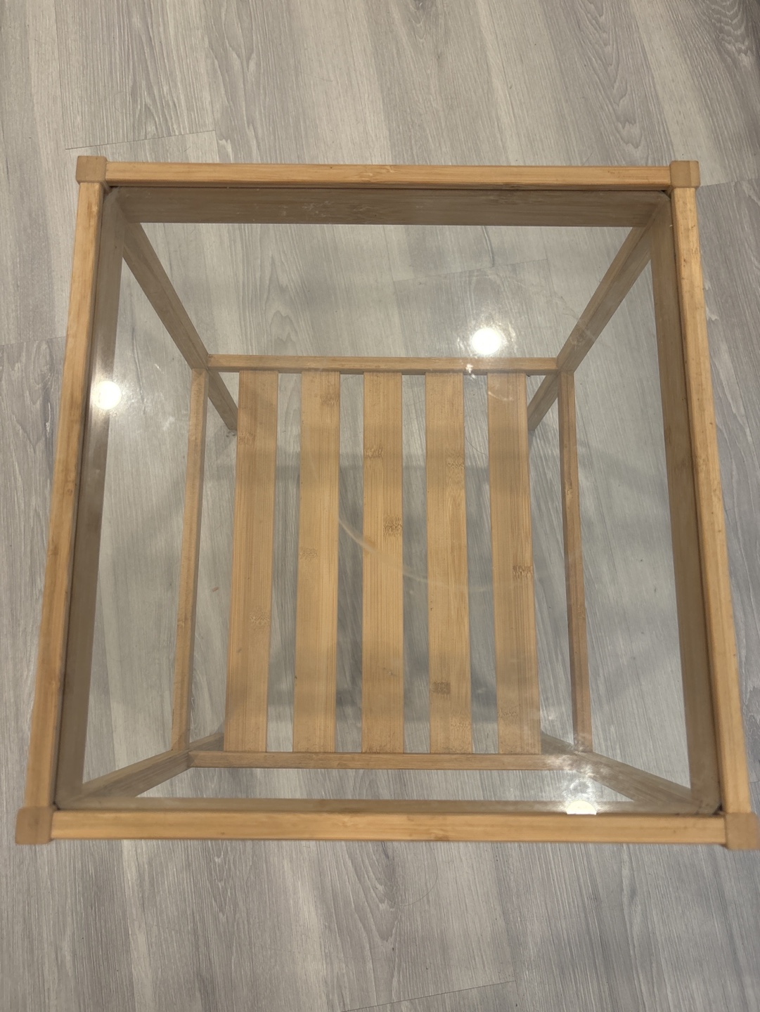 Bamboo Side Table with Glass Top - photo 2
