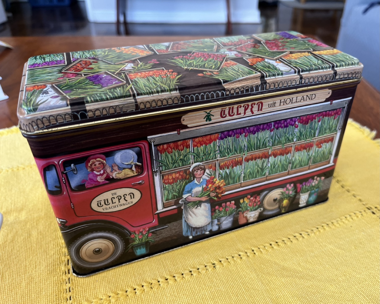 Vintage Dutch Tulip Truck Tin