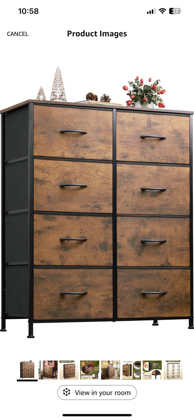 8-Drawer Wooden Chest, Rustic Brown - photo 2