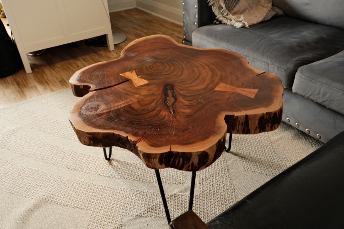 Unique Live Edge Coffee Table with Black Hairpin Legs - photo 3