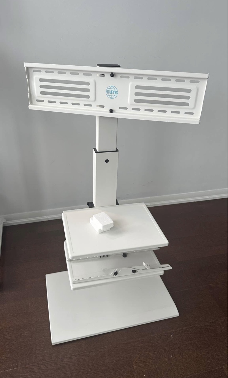 FITUEYES White TV Stand with Shelves - Adjustable Height - photo 2