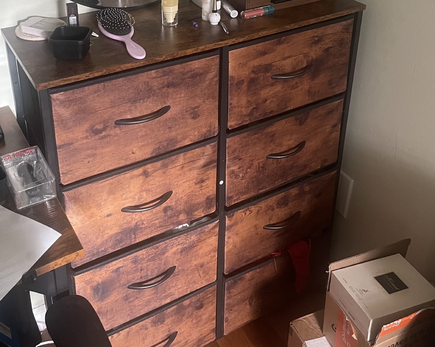 8-Drawer Wooden Chest, Rustic Brown - photo 3