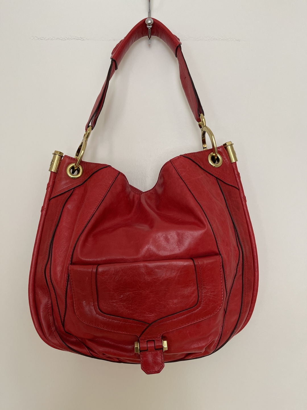 Red Leather Shoulder Bag