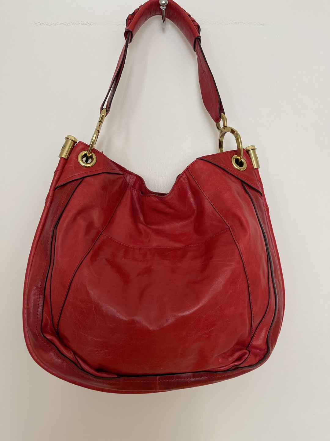 Red Leather Shoulder Bag - photo 2