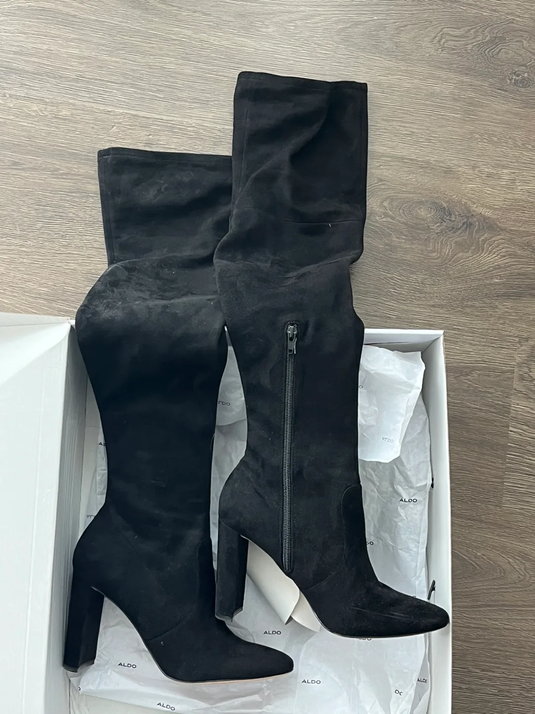 ALDO DESSA Black Suede Over-the-Knee Boots - Size 8 image indicator(3)