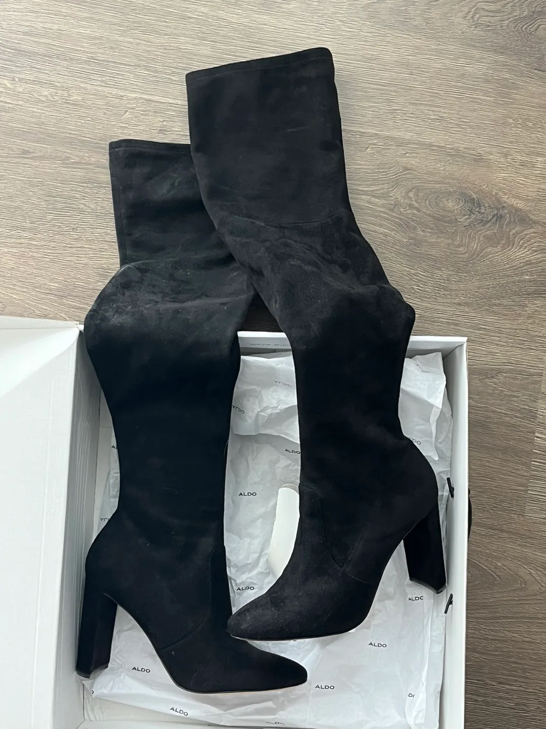 ALDO DESSA Black Suede Over-the-Knee Boots - Size 8 image indicator(2)