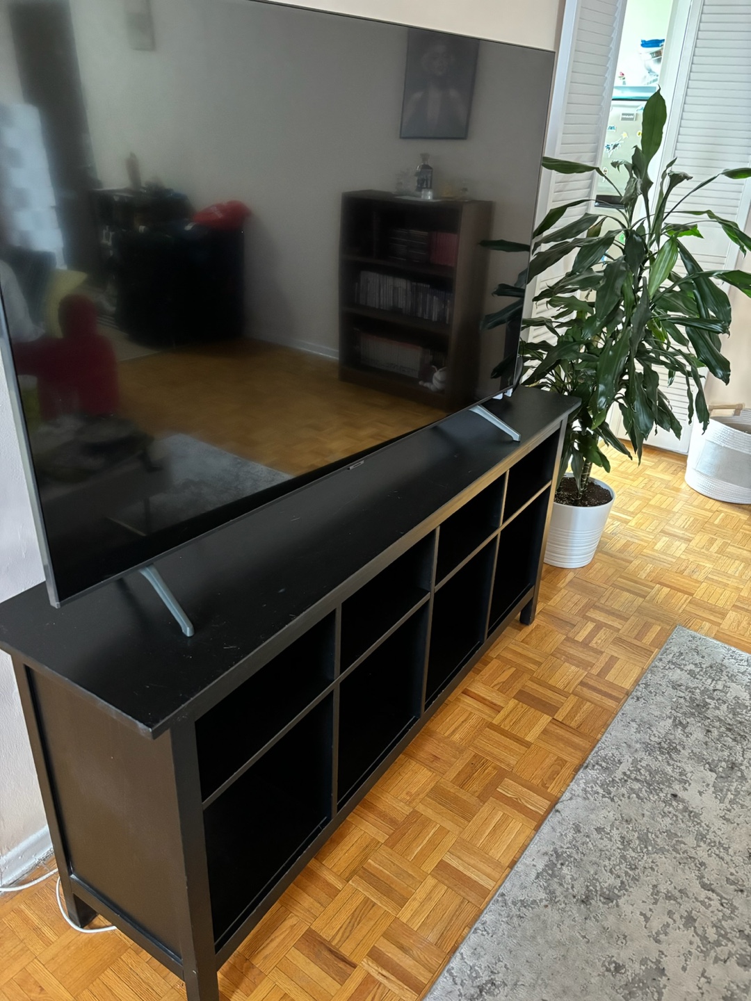 Black TV Stand with Cubbies - photo 2