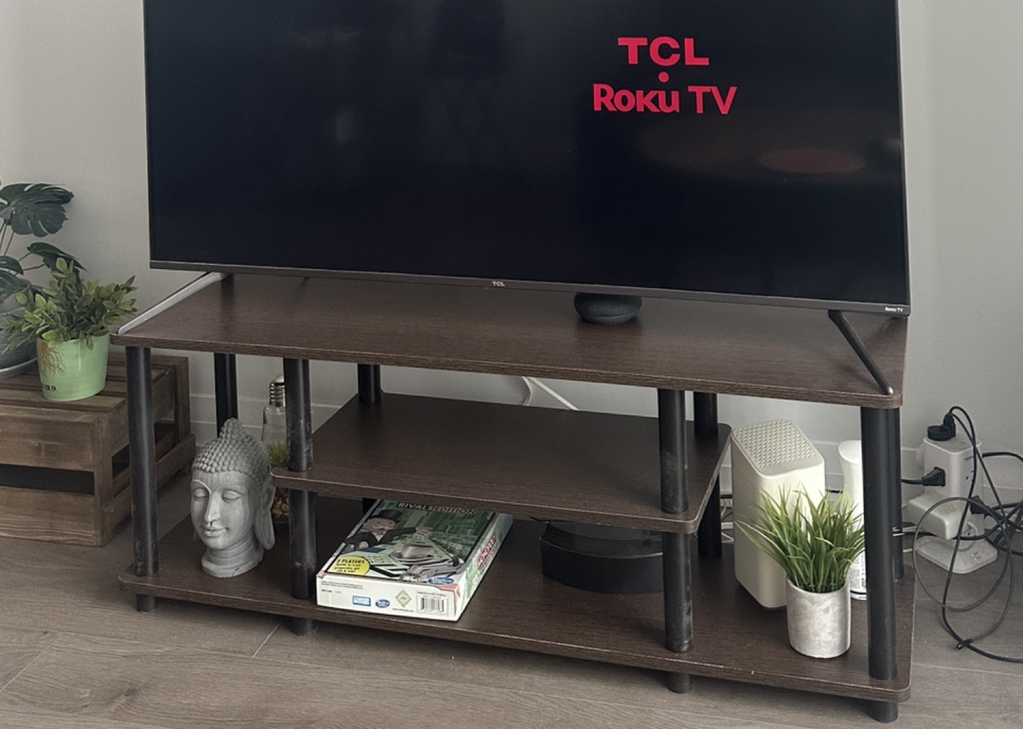 Furinno 3-Tier 50” TV Stand (Dark Brown/Black) - photo 2