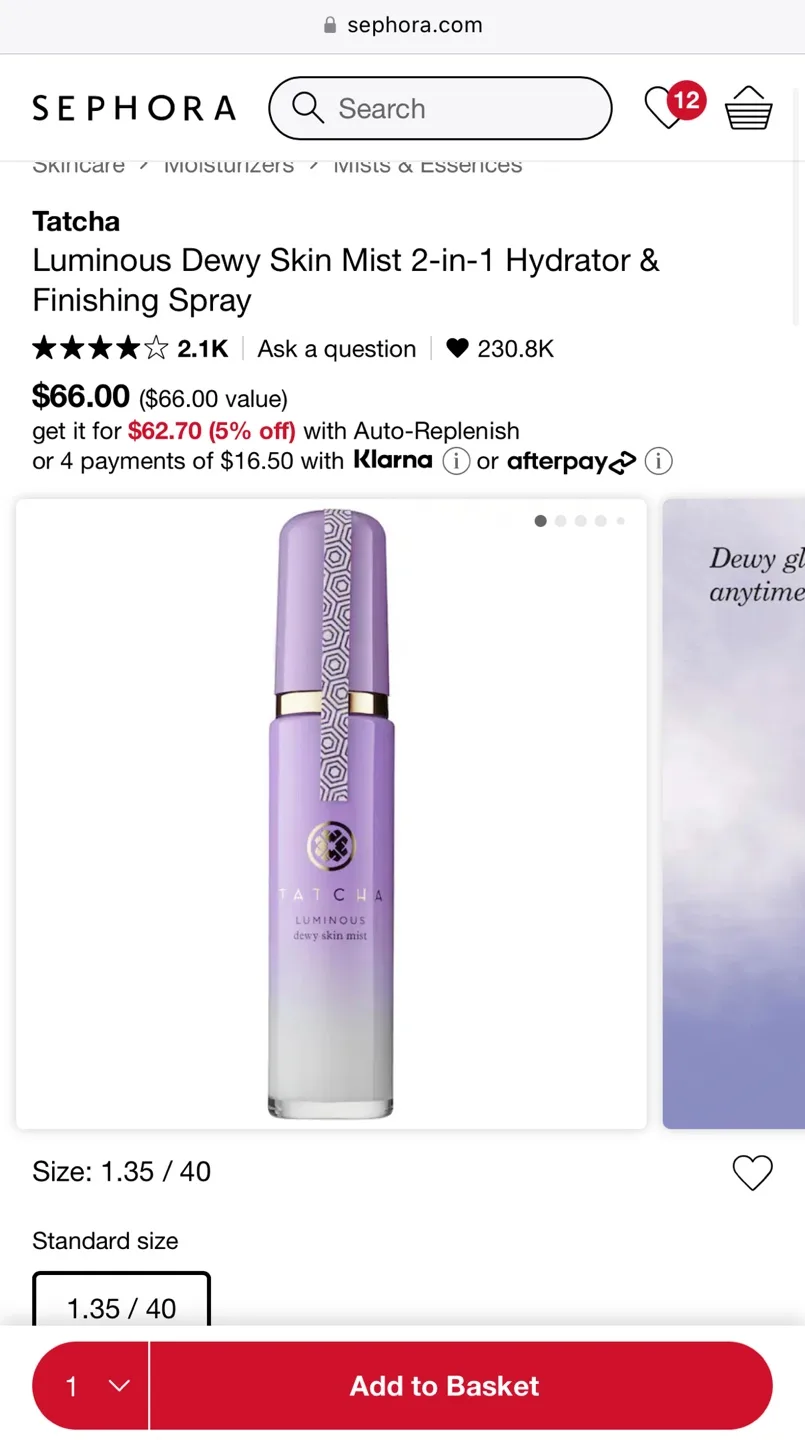 Tatcha Luminous Dewy Skin Mist image indicator(2)