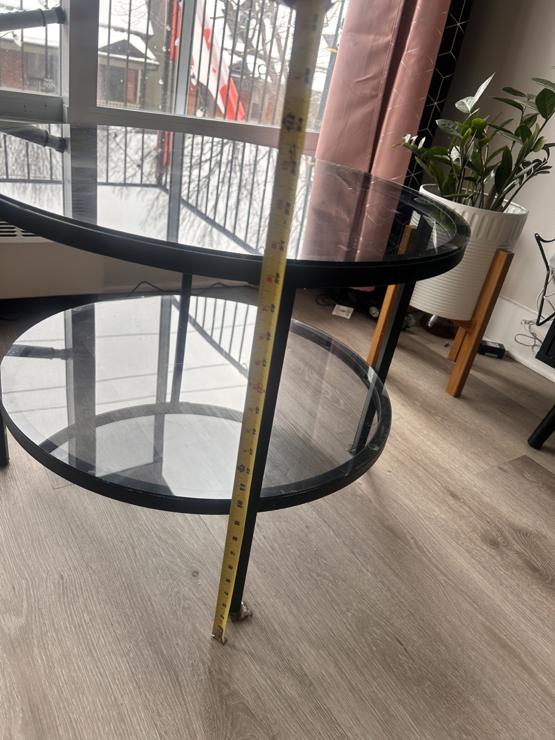 Round Glass Coffee Table with Black Metal Frame - photo 3
