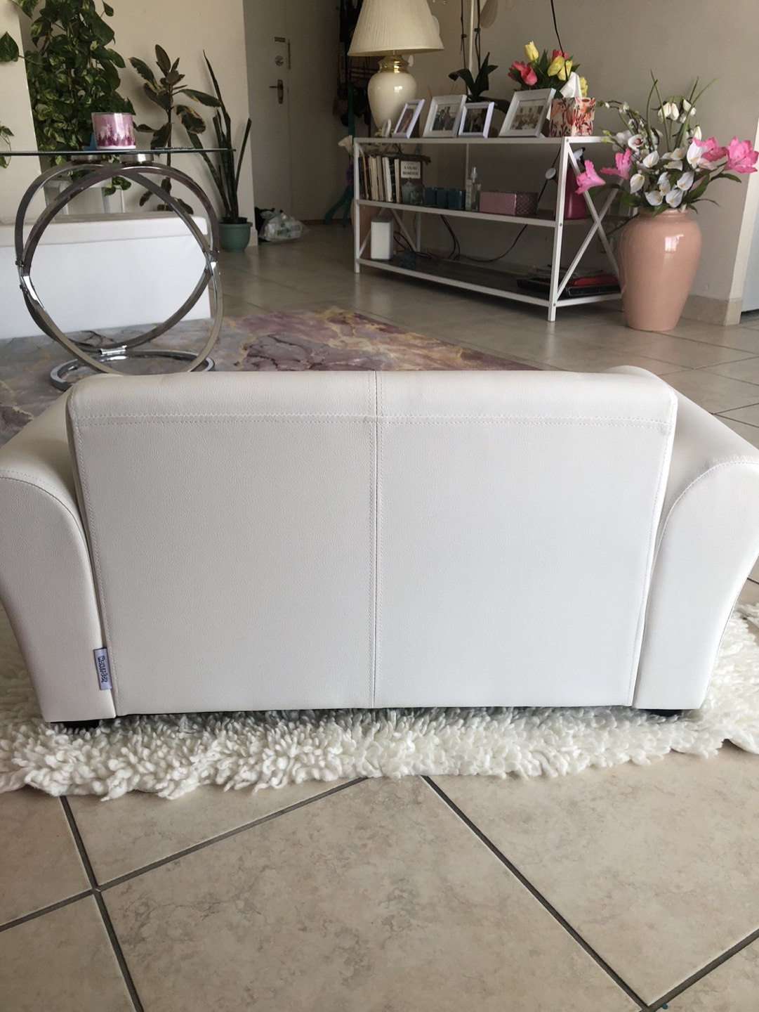 Kids White Faux Leather Sofa and Ottoman Set - photo 4