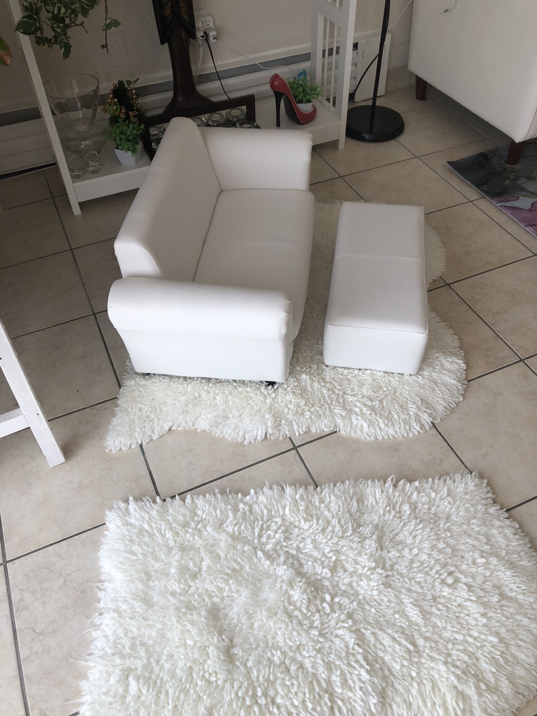 Kids White Faux Leather Sofa and Ottoman Set - photo 3
