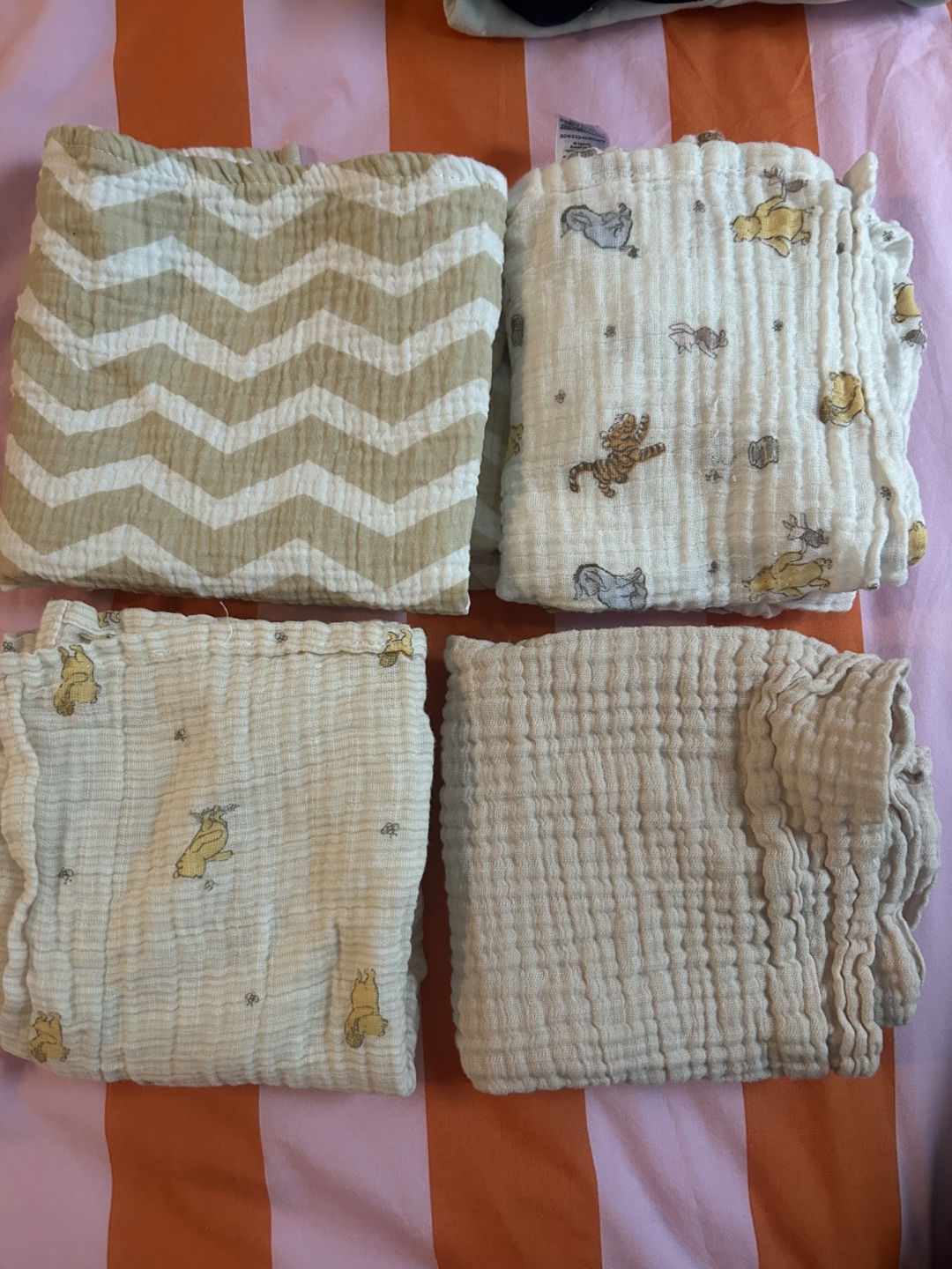 Assorted Winnie the Pooh and Patterned Muslin Squares
