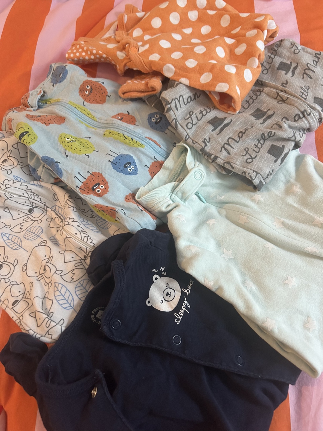Newborn Baby Sleepsuits & Onesies - Bundle of 6