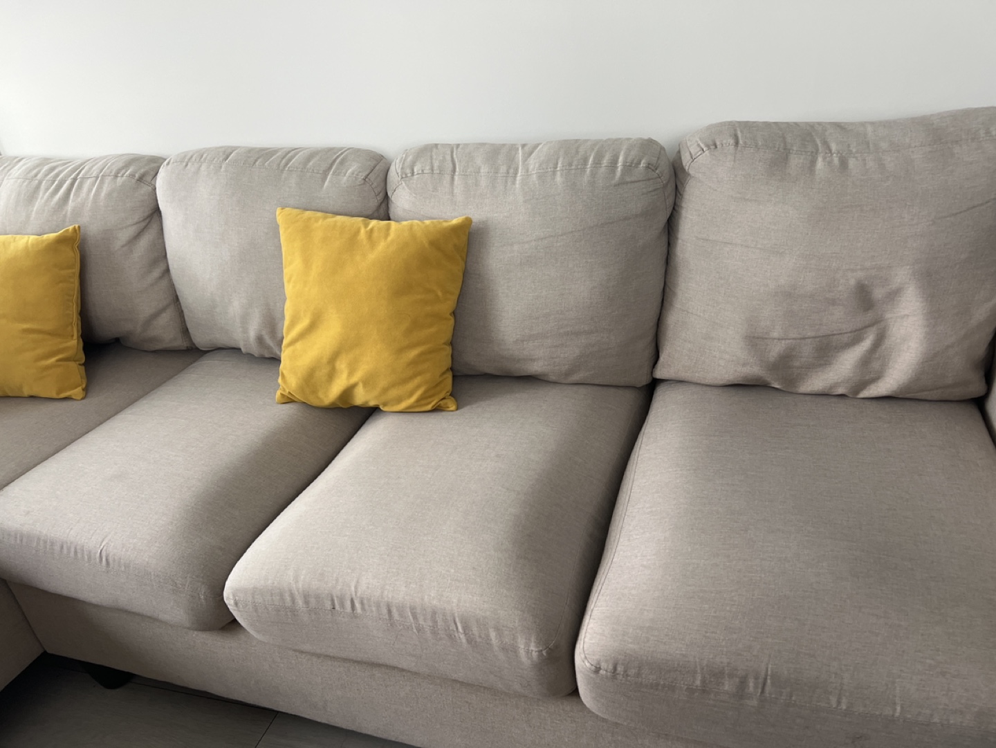 Beige L-Shaped Sectional Sofa with Ottoman - photo 2