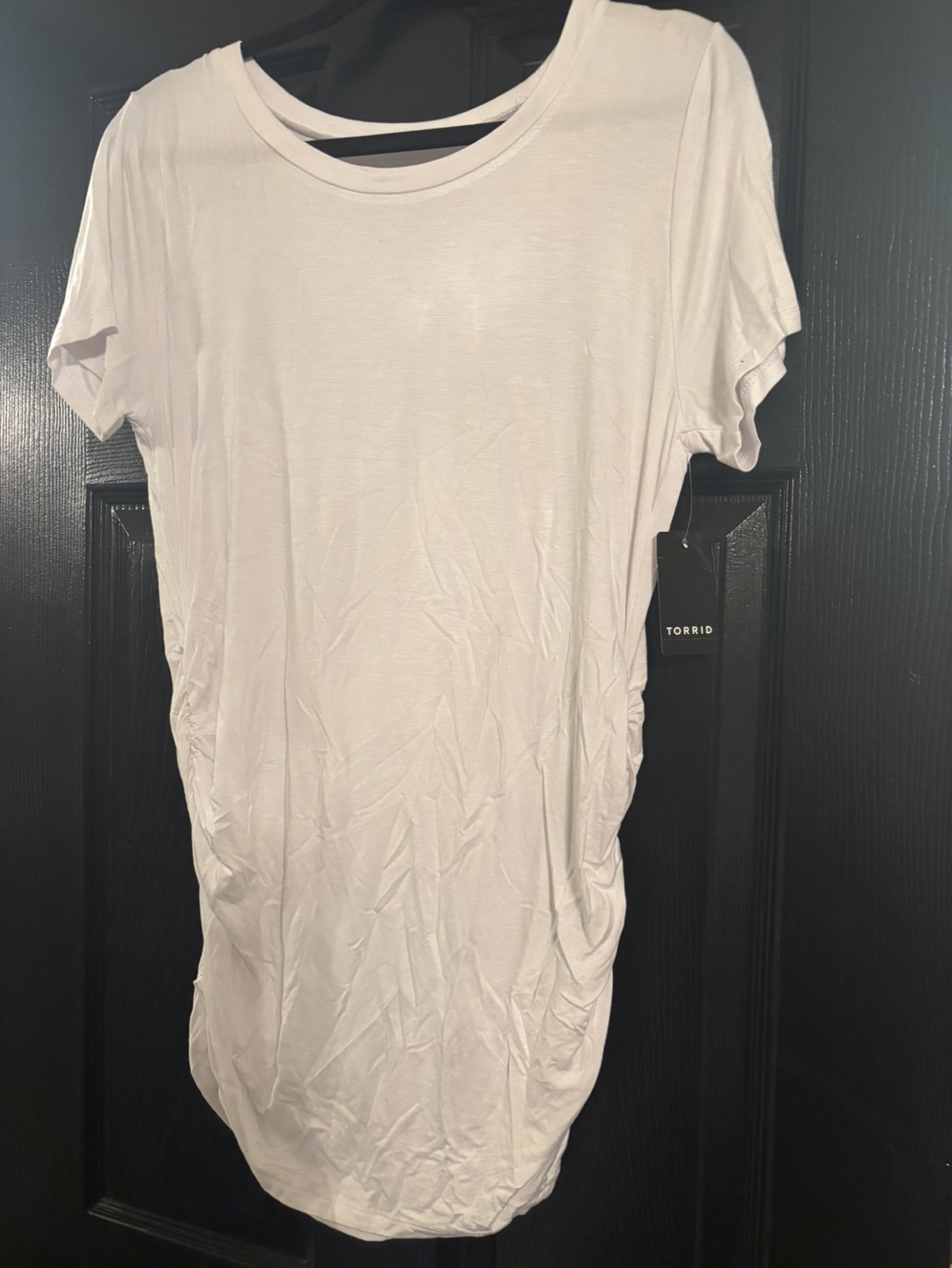 Torrid White  T-Shirt, gathered sides - tags on