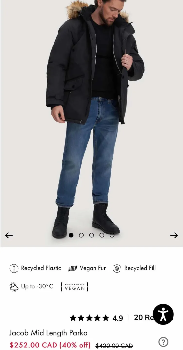 NOIZE Men's Size Medium Black Winter Parka image indicator(7)