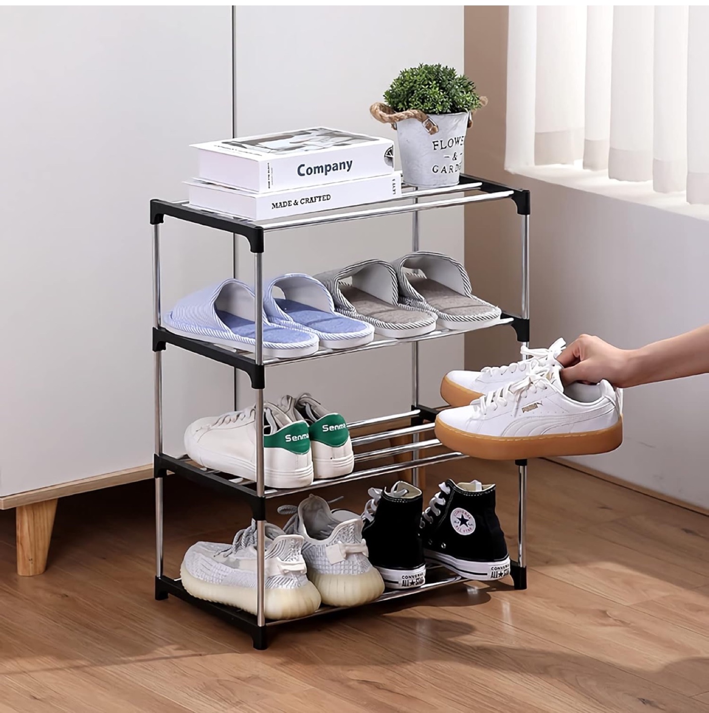 Four-Tier Metal Shoe Rack