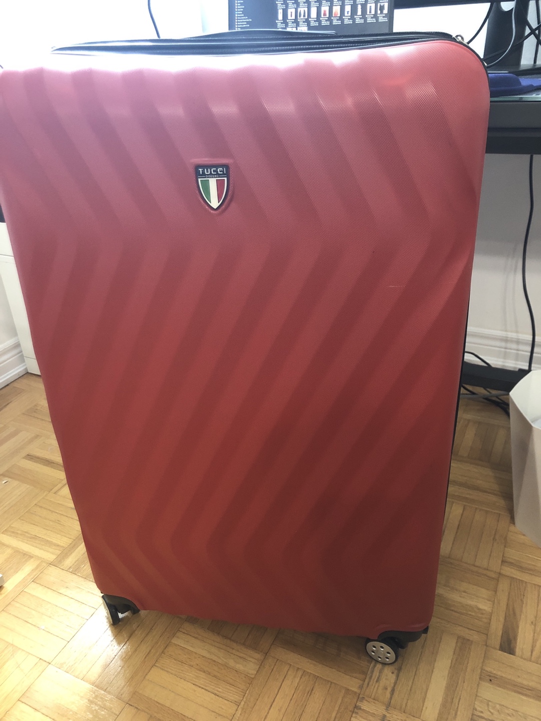 Large Red Tucci Checked Suitcase