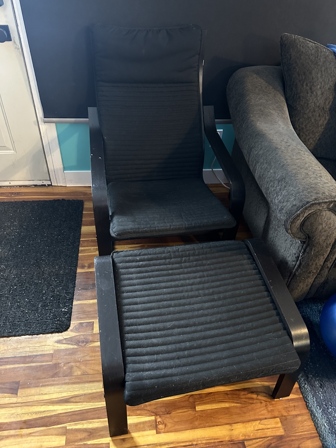 IKEA Poang chair and foot stool