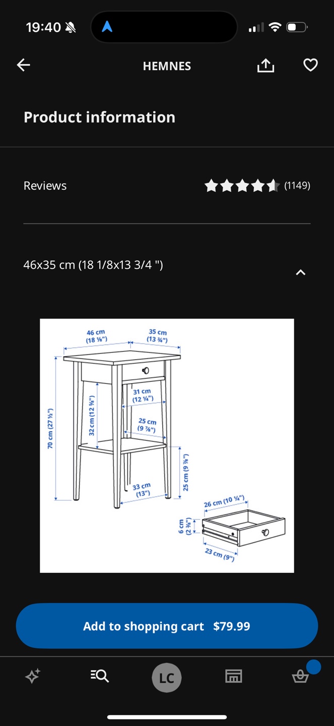 IKEA HEMNES Black-Brown Nightstand - photo 5