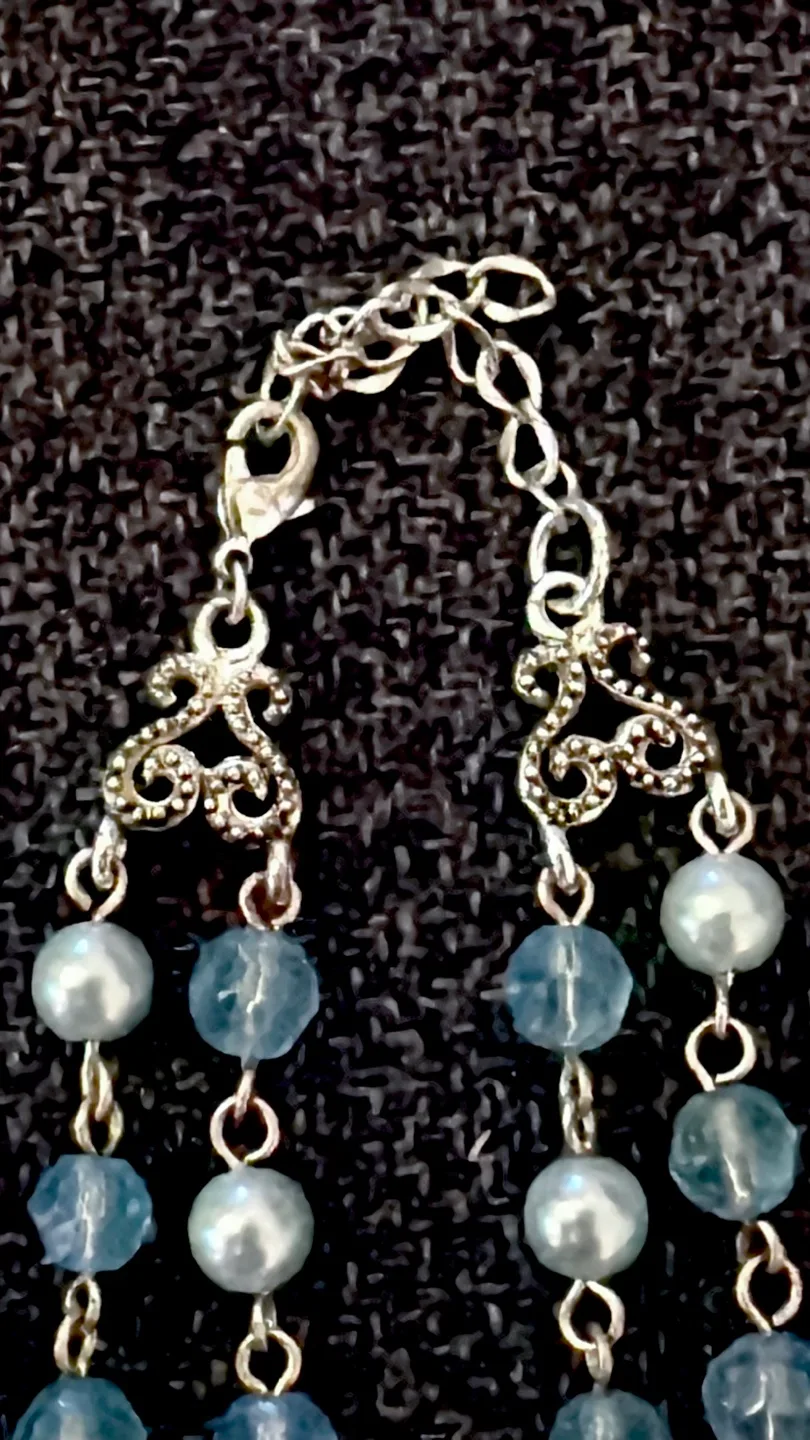 Elegant Beaded Necklace with Silver Pendant image indicator(4)